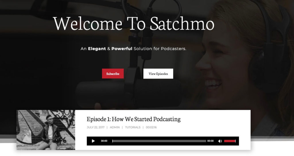 Satchmo WordPress podcast theme.