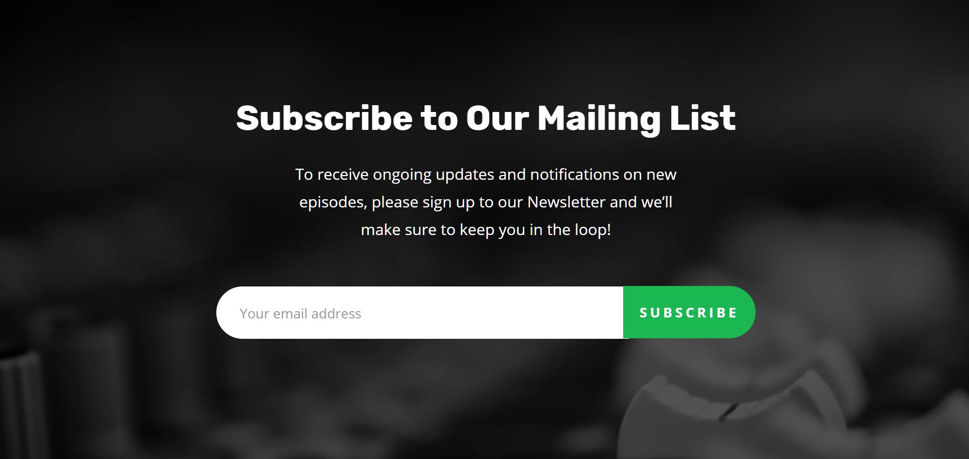 Mailing list podcast website