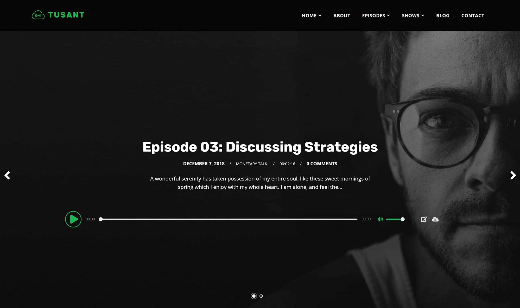 Secondlinethemes podcast website with Anchor