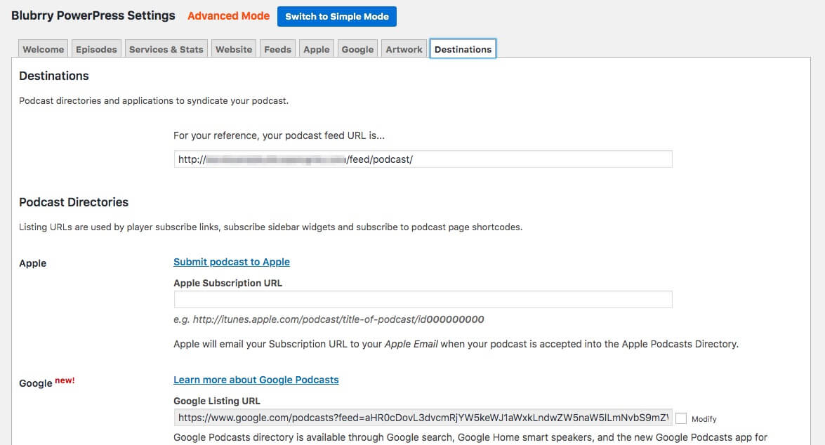 PowerPress's Advanced Mode settings.