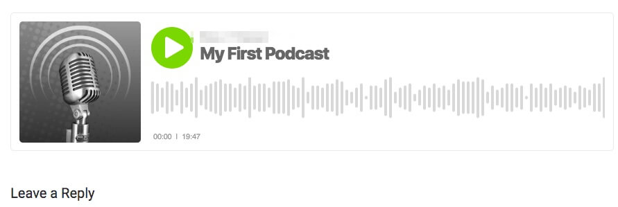 A podcast embedded in WordPress. 