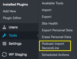 The Tools menu in WordPress. 