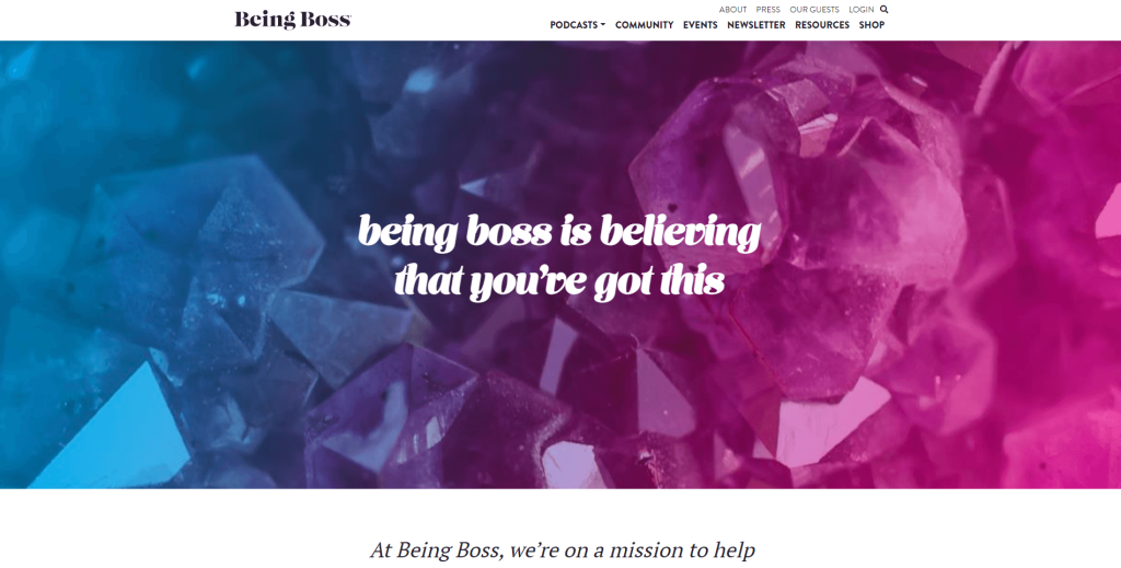 Being Boss podcast site screenshot