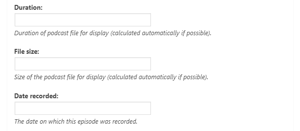 Podcast episode settings.