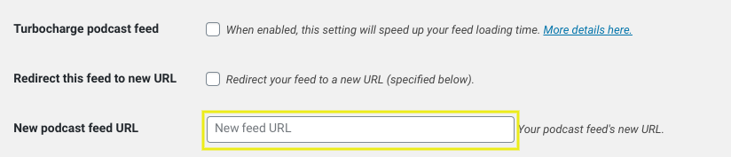 The section to add a new podcast feed URL in a SecondLines Theme.