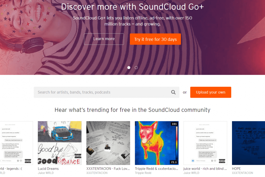 The SoundCloud website.