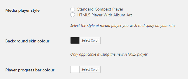 SSP podcasting settings.