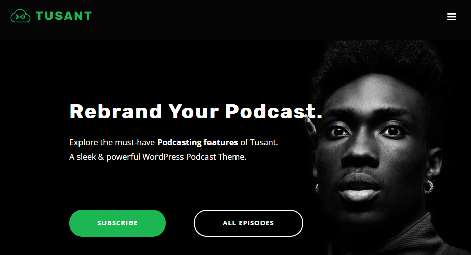 Tusant WordPress podcast theme.